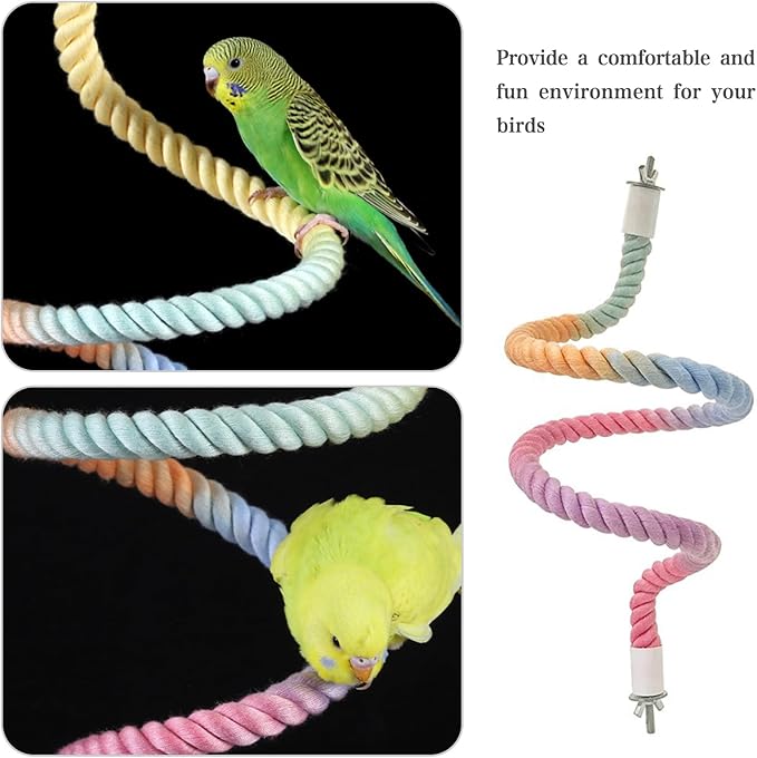 3pcs Gradient Colorful Bird Rope Perch Stand,Bird Cage Climbing Rope Toys Accessories,Bendable Climbing,Parakeet Lovebirds Cockatiels Budgies Play (15.7'',23.6'',39.3''B)