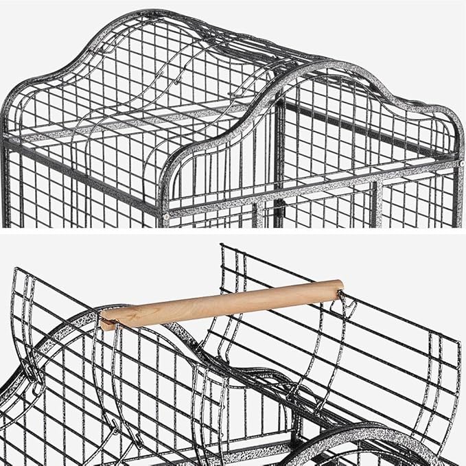 Yaheetech 63'' Bird Cage with Stand Wrought Iron Rolling Open Play Top Large Bird Cage for Mini Macaw African Grey Amazon Parrot
