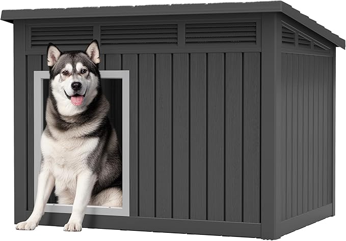 Fancyango Large Dog House for Indoor & Outdoor - Super Spacious Weatherproof Design with Removable Roof Ideal for All Dog Sizes (42.8" L x 33" W x 31.5" H) - Black