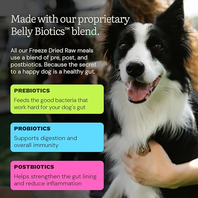 Get Joy Freeze Dried Raw Chicken Dog Food, High Protein Grain Free Meal, Topper & Treat, Gut Health Support with Probiotics, Small to Large Breed, 32oz Bag