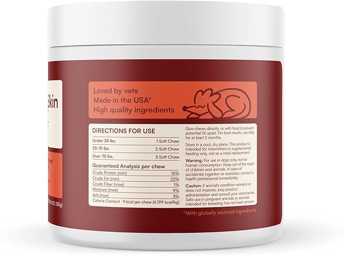 Reggie Skin & Coat Supplements for Dogs | Omega-3 Fish Oil & Vitamin E for Itchy Skin Relief, Shedding & Shiny Coat | Natural Dog Skin & Coat Chews | Vet-Approved & Made in USA | 60 Soft Chews