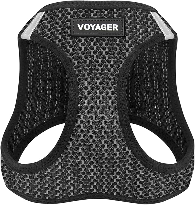 Best Pet Supplies Voyager Step-in Air Harness - All Weather Mesh, Reflective, No Pull Harness for Dogs, Cats - Secure with Hook & Loop Fastener, Buckle, Double D-Rings - Gray 2-Tone, M