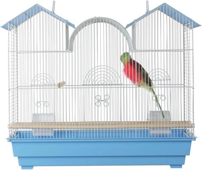 Prevue Hendryx SP1804TR-2 Triple Roof Bird Cage, Teal and White, 1/2"