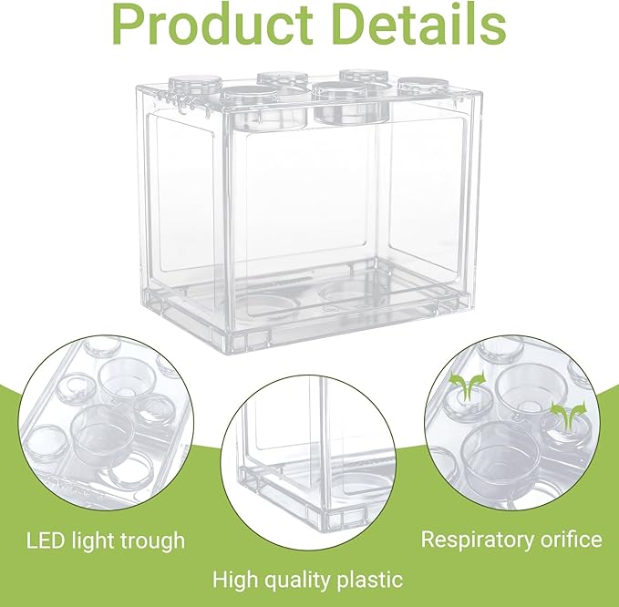 JIABEIUS 4 PCS Small Betta Fish Tank, 0.2 Gallon Mini Aquarium Tank, Cube Stackable Fish Bowl, Tiny Desktop Tank for Small Fish, Insect, Shrimp, Turtle, Spider