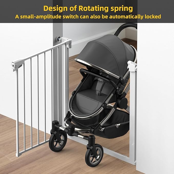 Easy Step Walk-Thru Baby Gate – Adjustable Safety Gate for Babies & Pets, Pressure Mount Kit, Includes Wall Cups – 29.7-32W x 30.5H, Auto-Close