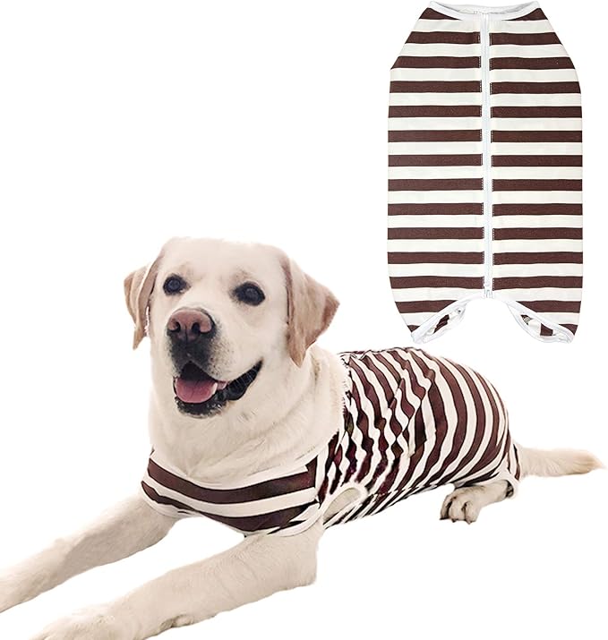 Dog’s Recovery Suit Post Surgery Shirt for Female Male Dog, E-Collar Alternative Wound Protective Clothes (Brown white-5xl)