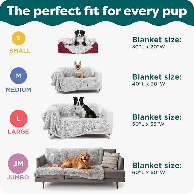 Furhaven Waterproof Throw Blanket for Dogs & Indoor Cats, Washable - Shaggy Plush Calming Long Faux Fur & Velvet Dog Blanket - Mist Gray, Large
