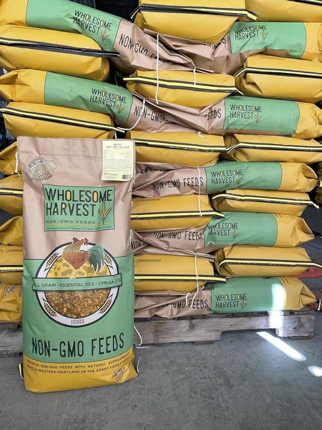 Non-GMO Soy and Corn Free Whole Grain Layer Blend 16% - Chicken Feed for Laying Hens and Ducks - Includes Essential Oils, Herbs, Oyster Shells, Vital Minerals, and Omega 3, 40lb