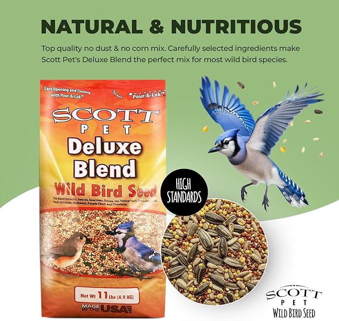Scott Pet Wild Bird Seed, Nut & Cherry Mix, 9 lbs Bag, Feed, Great for All Feeder Types, Food for Outside Wild Birds