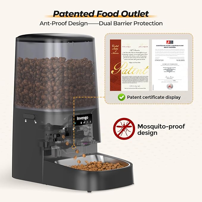 Automatic Cat Feeder with App Control, 5L Food Dispenser for Cats and Small Dogs, 2.4/5G Wi-Fi, Dual Power, Programmable Portions, Anti-Jam & Fresh-Lock, Stainless Steel Bowl, Easy to Clean