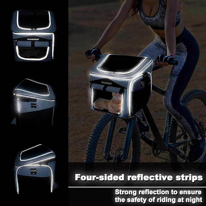 Dog Bike Basket Carrier, Expandable Foldable Soft-Sided Dog Carrier, 2 Open Doors, 5 Reflective Tapes, Pet Travel Bag,Dog Backpack Carrier Safe and Easy for Small Medium Cats and Dogs(Blue)