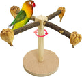 Rotating Bird Perch Stand Toy Natural Wooden Parakeet Toys with Edible Chew Toy Interactive Spinning Toy Bird Cage Accessories for Parakeets Budgies Conures Cockatiels Lovebirds Finches