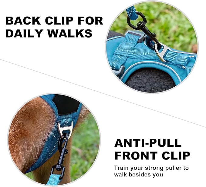 Plutus Pet No Pull Dog Harness, Release at Neck, Soft Padded, Reflective Adjustable Dog Vest Harness for Small, Medium, Large Dogs(Light Blue, M)