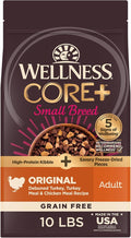 Wellness CORE+ Small Breed Adult Dry Dog Food with Freeze Dried Pieces, Grain Free Kibble+, Natural, High Protein, Turkey and Chicken Recipe, 10 lb Bag