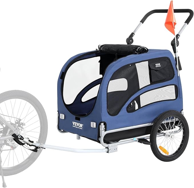 Large Dog Trailer for Bike, Folding Bike Trailer for Dogs with 18.9" Wheels, 120LB Capacity All-Terrain Pet Carrier, Universal Bicycle Coupler