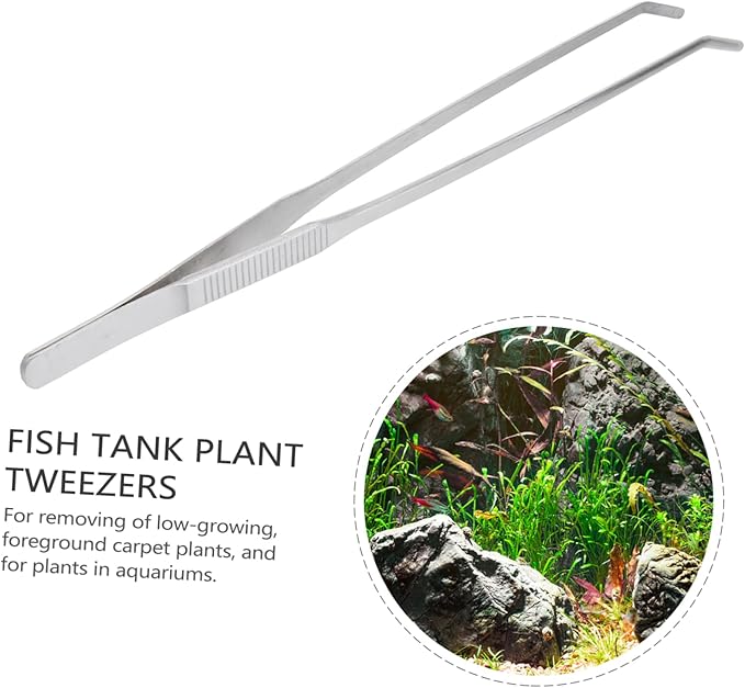 Stainless Steel Aquarium Plant Tweezers Elbow Tweezers for Fish Tank Decor Cleaning