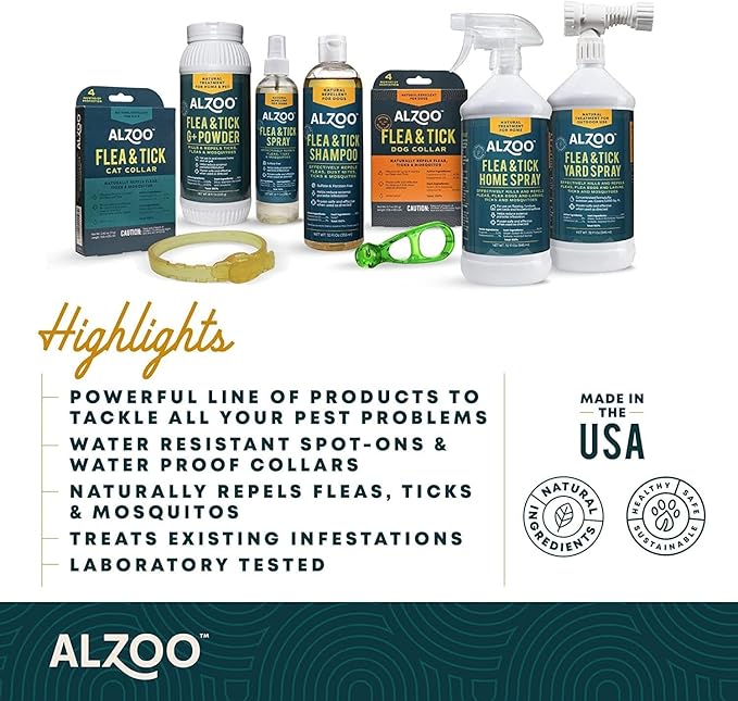 ALZOO Natural Flea & Tick Cat Collar, Helps Repel Fleas, Ticks & Mosquitoes, Plant-Based Active Ingredients, Phthalates and PVC Free, Up to 8 Months Protection, Pack of 3