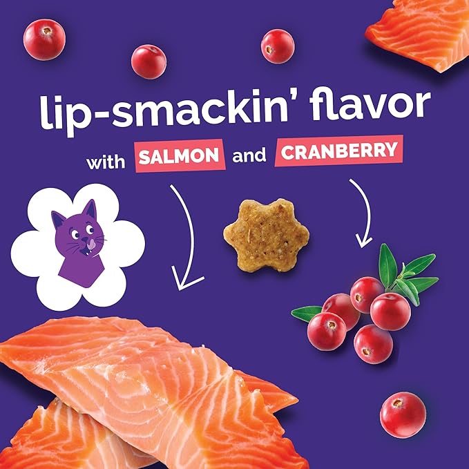 Fruitables Cat Treats - Healthy Low Calorie Crunchy Cat Treats - Packed with Protein, Limited Ingredients - Made with Real Salmon & Cranberry 2.5 oz (5 Pack)