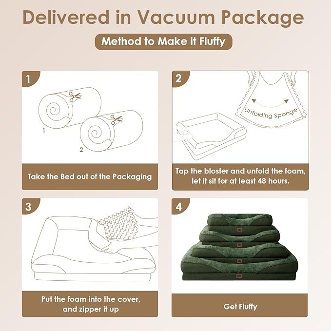 EHEYCIGA Orthopedic Dog Bed for Large Sized Dog, 36x27x7 Inch Large Memory Foam Dog Couch Bed with Sides, Waterproof Liner & Washable Removable Cover, Bolster Pet Sofa, Dark Green
