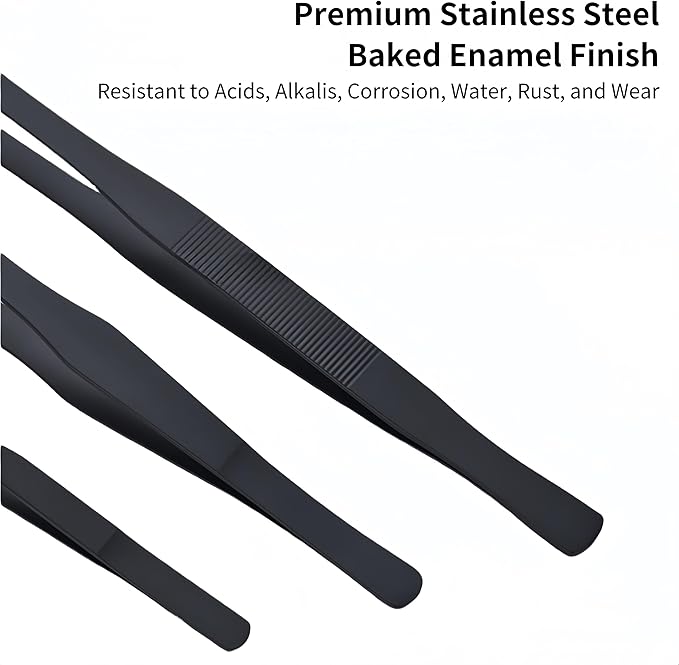 Stainless Steel Long Reptile Feeding Tweezer Set,2pcs/Pack,11''/15''/19'' Feeding Tongs,Thickened Non-Slip Handle with Straight & Curved Tips for Aquariums, Turtles, Lizards (2pcs-19'')