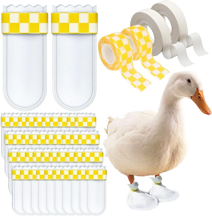 Disposable Boots for Real Duck Feet, Bumble Foot for Duck Supplies with Bandage, Large Size (Yellow, 40 PCS)