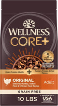Wellness CORE+ Adult Dry Dog Food with Freeze Dried Pieces, Grain Free Kibble+, Natural, High Protein, Turkey and Chicken Recipe, 10 lb Bag