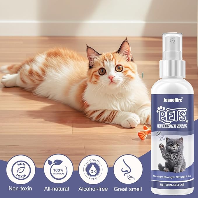 JoanofArc Cat Deterrent Spray, Indoor Outdoor Repellent to Avoid Scratching Furniture, Sofas & Plants – Non-Toxic, Training Formula for Cats & Kittens (8oz)