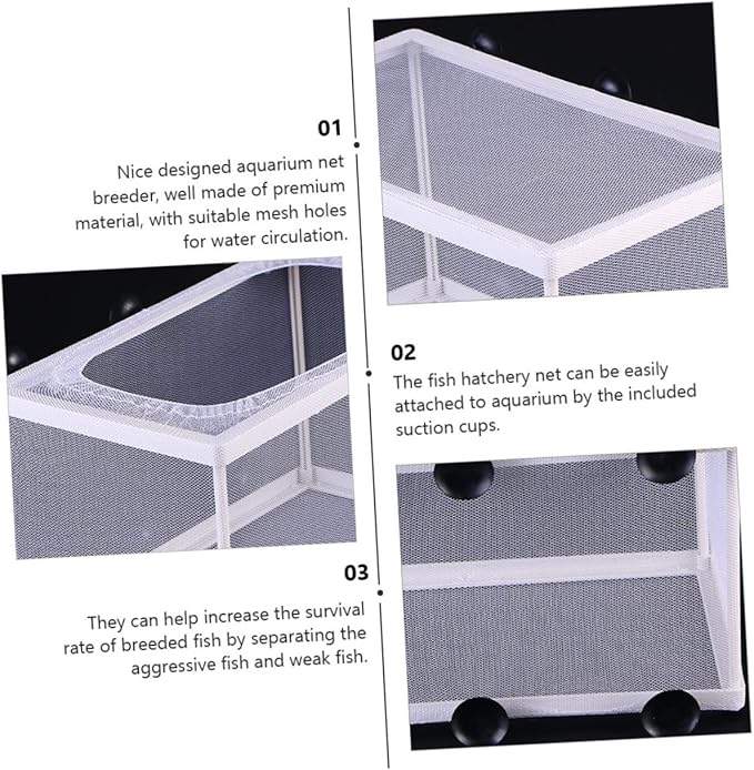 3pcs Fish Breeder Isolation Box for Aquariums Large Capacity Mesh Hatchery Cups Design for Easy Observation Easy to Clean Fish Breeding Tank