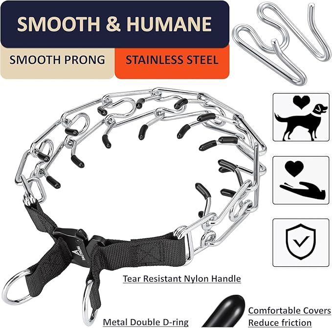 Quick Release Dog Training Collar Adjustable Stainless Steel Collar for Small Medium Large Dog (Black, S Neck Girth 11.2"-14.5")