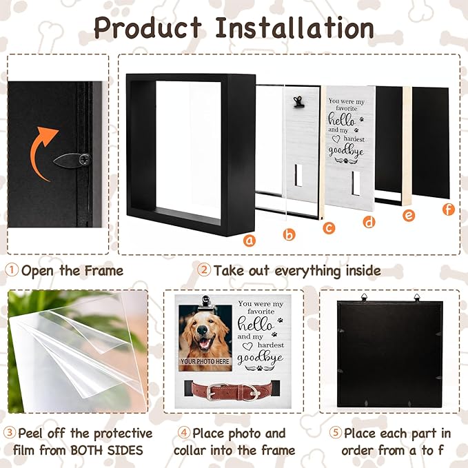 Dog Memorial Gifts for Loss of Dog, Loss of Dog Sympathy Gift Pet Loss Sympathy Frame Box with Collar Holder, Pet Cat Remembrance Bereavement Gift