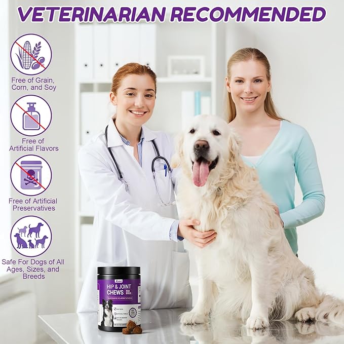 Hip and Joint Supplement Dogs, Glucosamine Chondroitin Joint Supplement for Dogs, Joint Chews for Dog Joint Pain Relief 180 Ct Chicken Flavored Fit All Breed