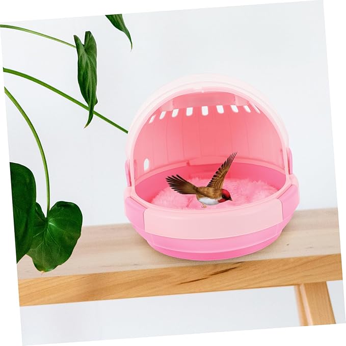 Mikikit Pink Bird Carrier Cage Nest Warmer for Birds Travel-Friendly Portable Cage