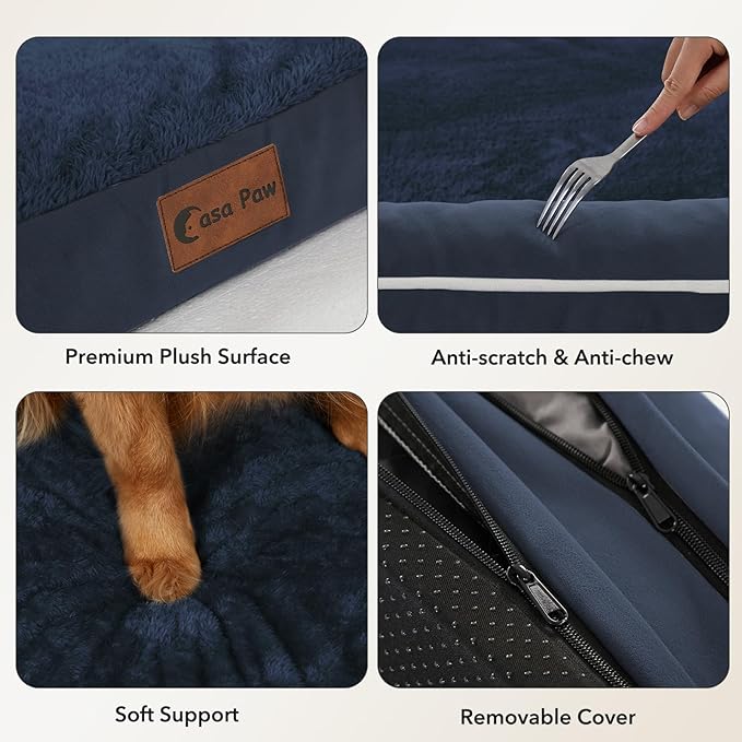 Orthopedic XXL Dog Beds, Waterproof Egg Crate Foam Big Pet Bed for All Breed Sized Dogs 53x42Inch, Washable Extra Large Dog Couch Bed with Removable Cover and Non-Slip Bottom, Navy Blue