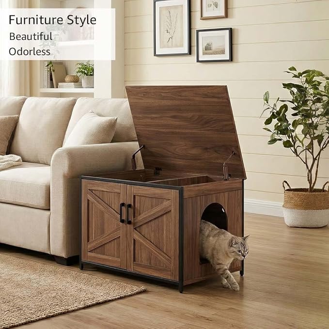 unipaws Top Opening Cat Litter Box Enclosure, Friendly to Elderly People, Waist or Keen Problem People, XL Extra Large Cat Box Furniture