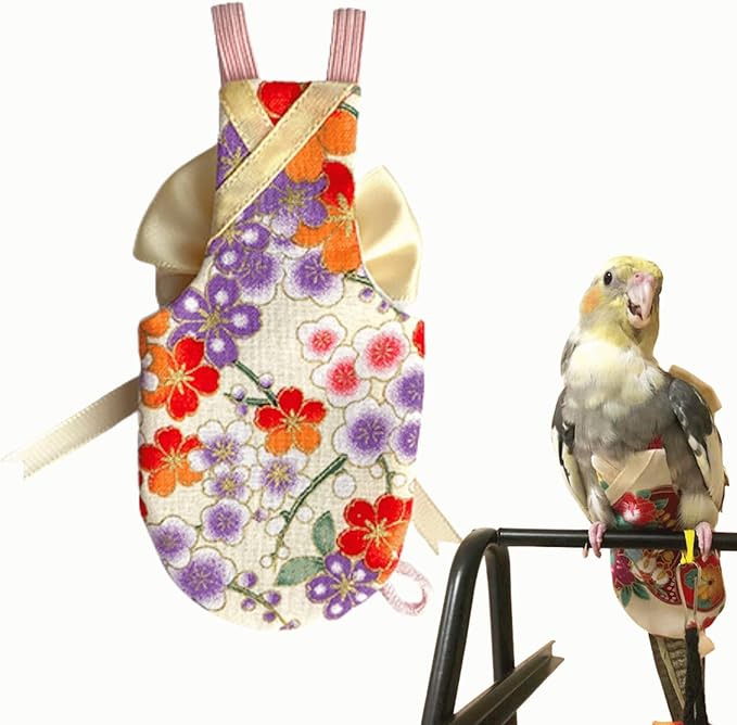 Bird Flight Suits Diapers, Parrot Flight Suits Diapers for Quaker Parakeets Cockatiels Flight Suits, Parrot Clothes (Almond B,S)