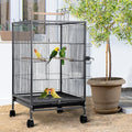 35 Inch Bird Cage with Stand Parrot Cage for Large Birds Parakeet Cages Wrought Iron Parakeet Birdcage with Play Open Top, Bottom Tray, 2 Feeders for Parakeets, Canary, Cockatiel
