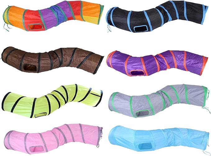 Cat Tunnel for Indoor Cats Interactive, Rabbit Tunnel Toys, Pet Toys Play Tunnels for Cats Kittens Rabbits Puppies Crinkle Pop Up 47" Shape S