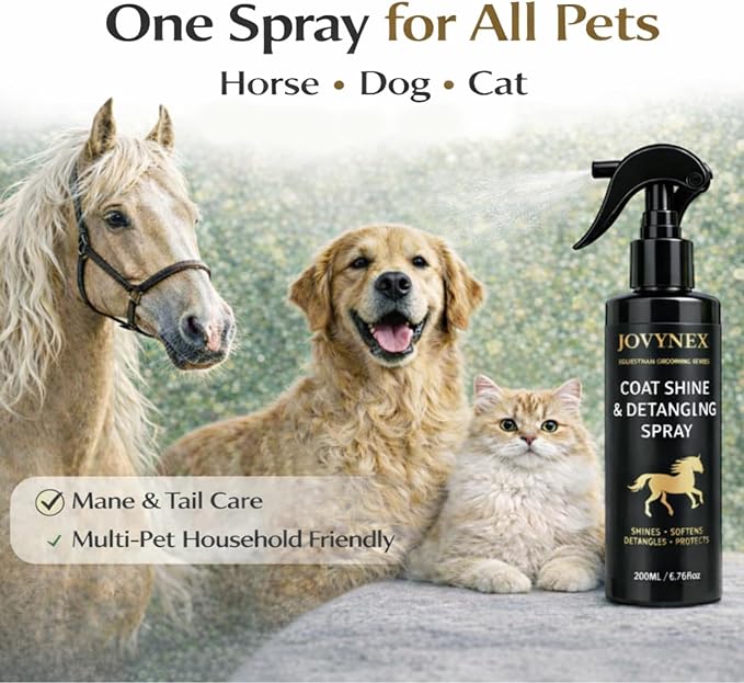 Pet Detangler Oil Spray: 6.76 Oz Mane & Tail Leave-in Conditioning Oil for Horse, Dog & Cat - Natural Fruit Scented, Unknots Tangles, Frizz Control & Long-Lasting Radiant Shine
