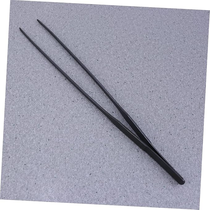 FRCOLOR 6pcs Aquatic Plant Tweezers Lengthened Stainless Steel Tongs for Fish Tank Plants Black Straight Curved Tweezers Resistant Tools for Precise Planting