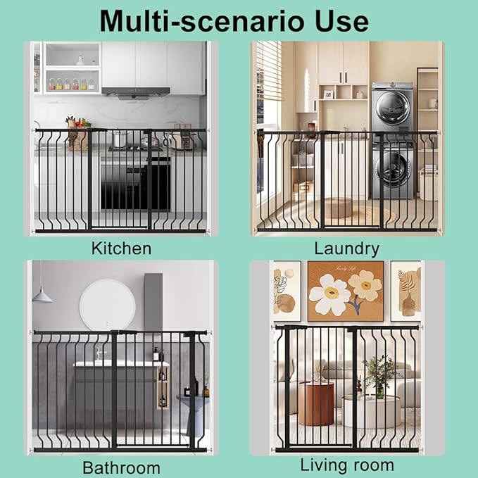 ALLAIBB Black 40.55" Extra Tall Wide 29.92-62.60" Baby Gate Pressure Mounted Walk Through Child Kids Safety Toddler Tension Pet Dog Gates with Extension for Doorways Kitchen