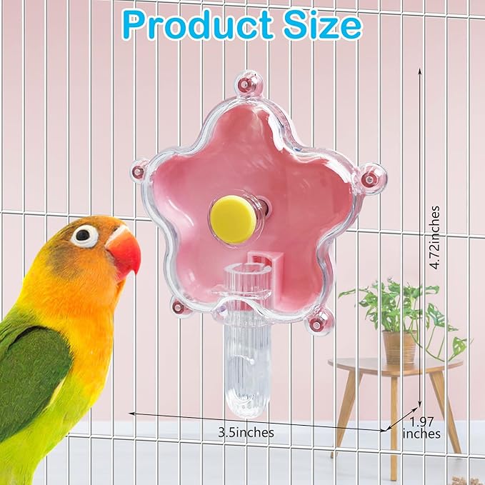 BNOSDM Bird Foraging Toys Cockatiel Foraging Wheel Parrot Cage Spinning Toys Parakeet Enrichment Puzzle Feeder Toy for Budgies Lovebirds Canaries (Pink)