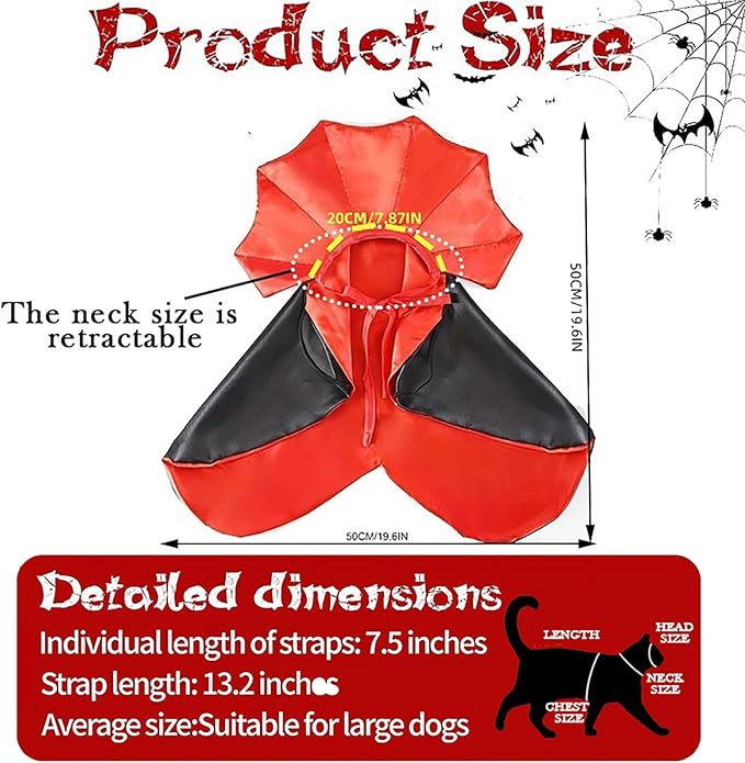 Cat Halloween Costumes, Adjustable Vampire Cape Cloak Accessories for Kitten & Small Dogs, Black Bat Cat Masks Cosplay,C at Outfits Suitable for Halloween, Costume Parties and Other Events
