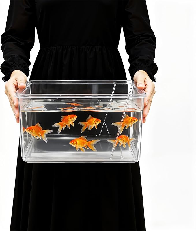 Geelin 1.5 Gallon Plastic Fish Tank Large Bowl Shatterproof with Crystal Clear Clarity for Terrarium, Flower Vase Centerpiece Gift for Fish Lovers (Square)