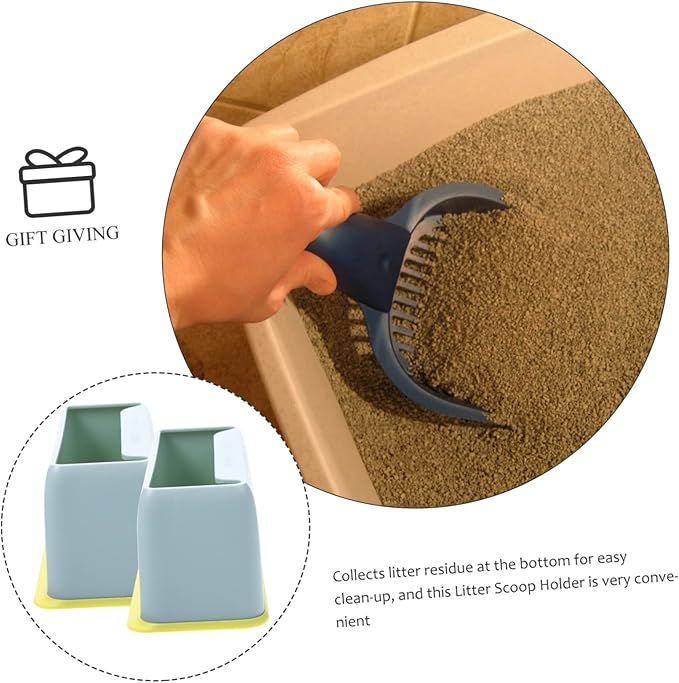 Mikikit 2pcs Cat Litter Scoop Base Cat Litter Scooper Holder Pet Shovel Storage Cat Scooper Cat Litter Scoop Holder Caddy Cat Litter Handle Litter Scoop with Stand Paw Holders Plastic