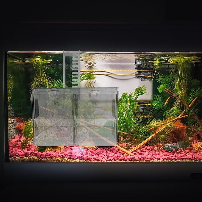 Luxshiny Aquarium Fish Breeding Box Hanging Hatchery Incubator Isolation Tank with Hooks for Guppy Fry Separation and Tropical Fish Nursery