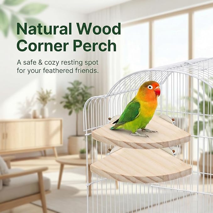 2 Pcs Bird Perch Platform Perch Birds Cages Accessories Flat Fan Shape Bird for Parakeet Conure Cockatiel Budgie Rat Chinchilla Gerbil Hamster (2 Size)
