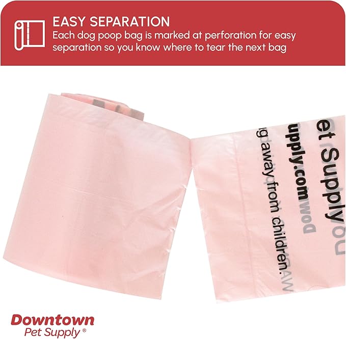 Downtown Pet Supply Unscented Poop Bags for Dogs with Dispenser, 500 Count - Leak-Proof Dog Waste Bags and Bone-Shaped Dog Poop Bags Holder for Leash - Pastel Rainbow, 12.5" x 8.5"
