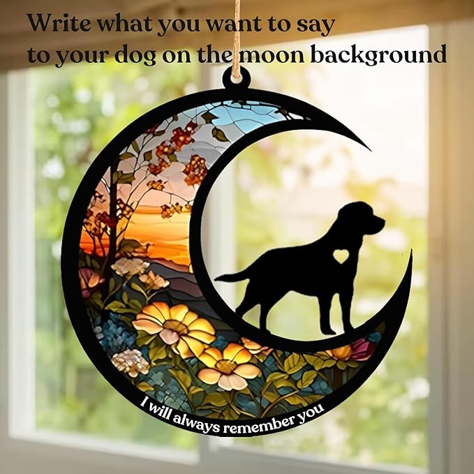 Personalized Dog Memorial Suncatcher, Custom Pet Breeds Suncatcher with Name Date, Pet Loss Suncatcher, Stained Glass Style Light Catcher, Dog Memorials & funerary, Gifts for Pet Loss