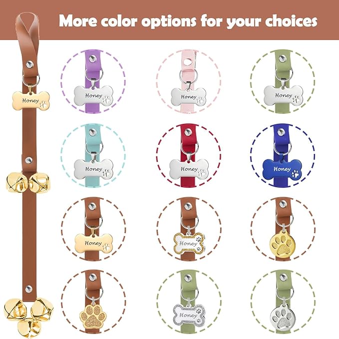 Leather Dog Bells, Puppy Potty Training Bell Dog Doorbell Potty Train Dog Bell for Potty Training Door Bells for Dogs to Ring to Go Outside Jingle Bells (Leather Brown, Bone New 1 PCS)