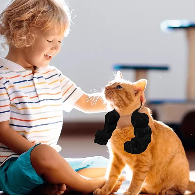 Creative Cat Muscle Arms,Halloween Cat Costume Accessory,3D Printed Cat's Neck Arms with Muscle,Funny Muscle Arms for Cats,Pet Costume for Kitten Birthday Party Supplies (Black)